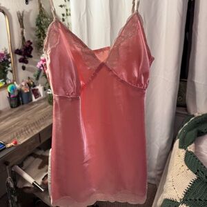 pink lingerie top with white lace